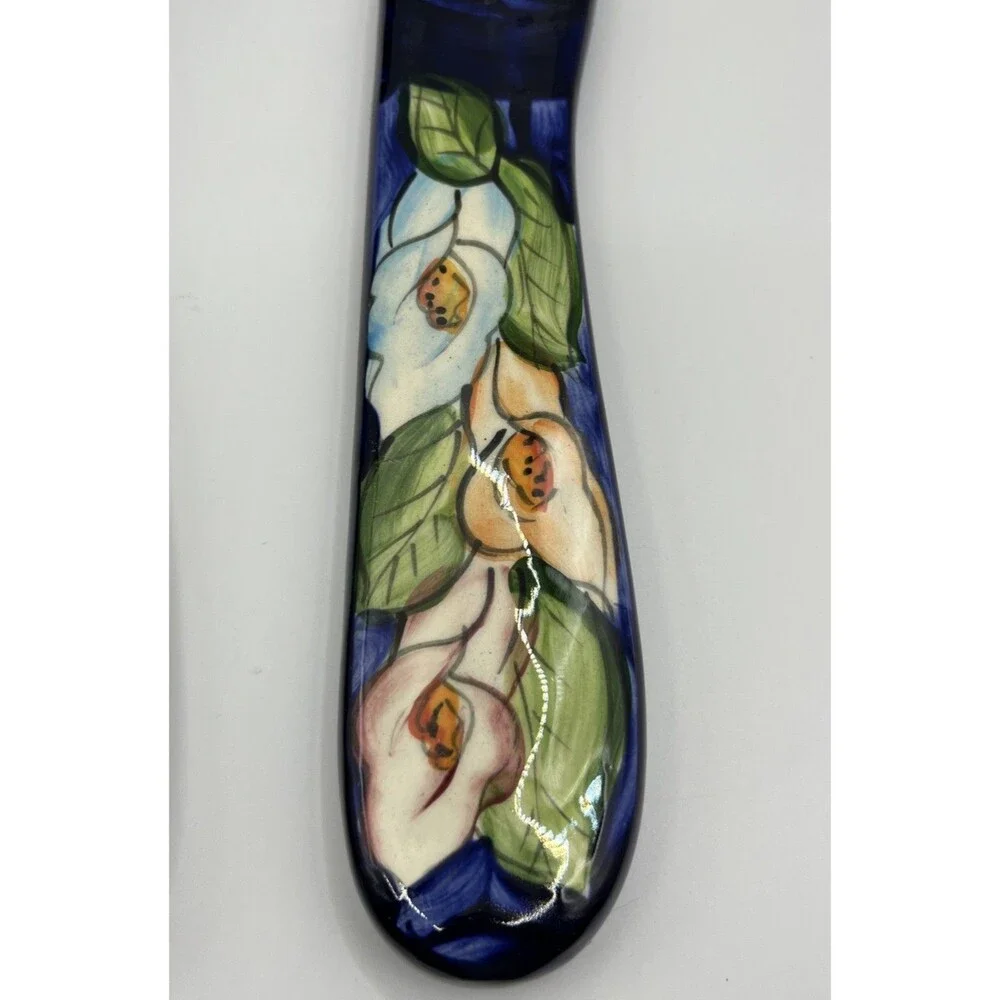Ceramic Utensils Wall Hanging Decor knife and ladle blue 13.5
